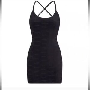 SKIMS Black Mini Velvet velour Dress with skims print